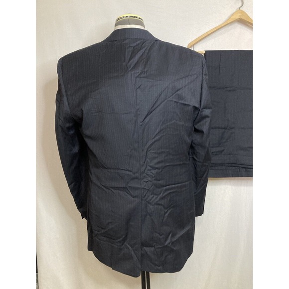 Jos A Bank Mens Suit 42L 46" 36x31 Blue Stripe Jacket Blazer Sport Coat Wool - Picture 8 of 15